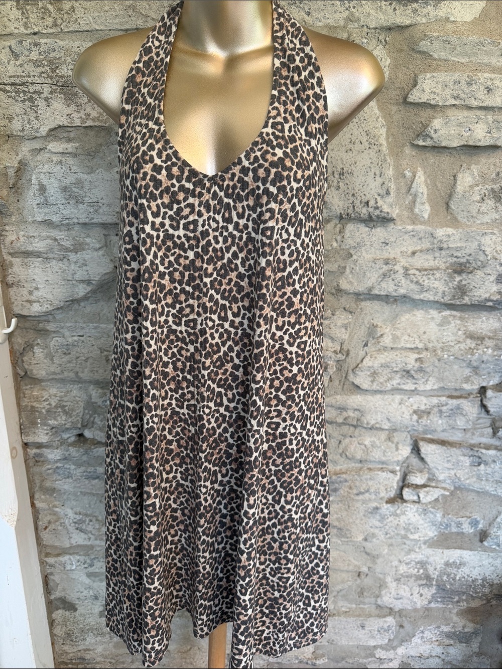 Leopard Print Halter Beach Dress